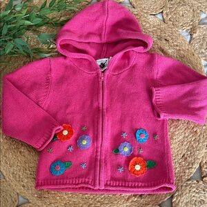 Vintage Philadephia Goodlad Zip Front Floral Patchwork Hooded Sweater. Size 3T
